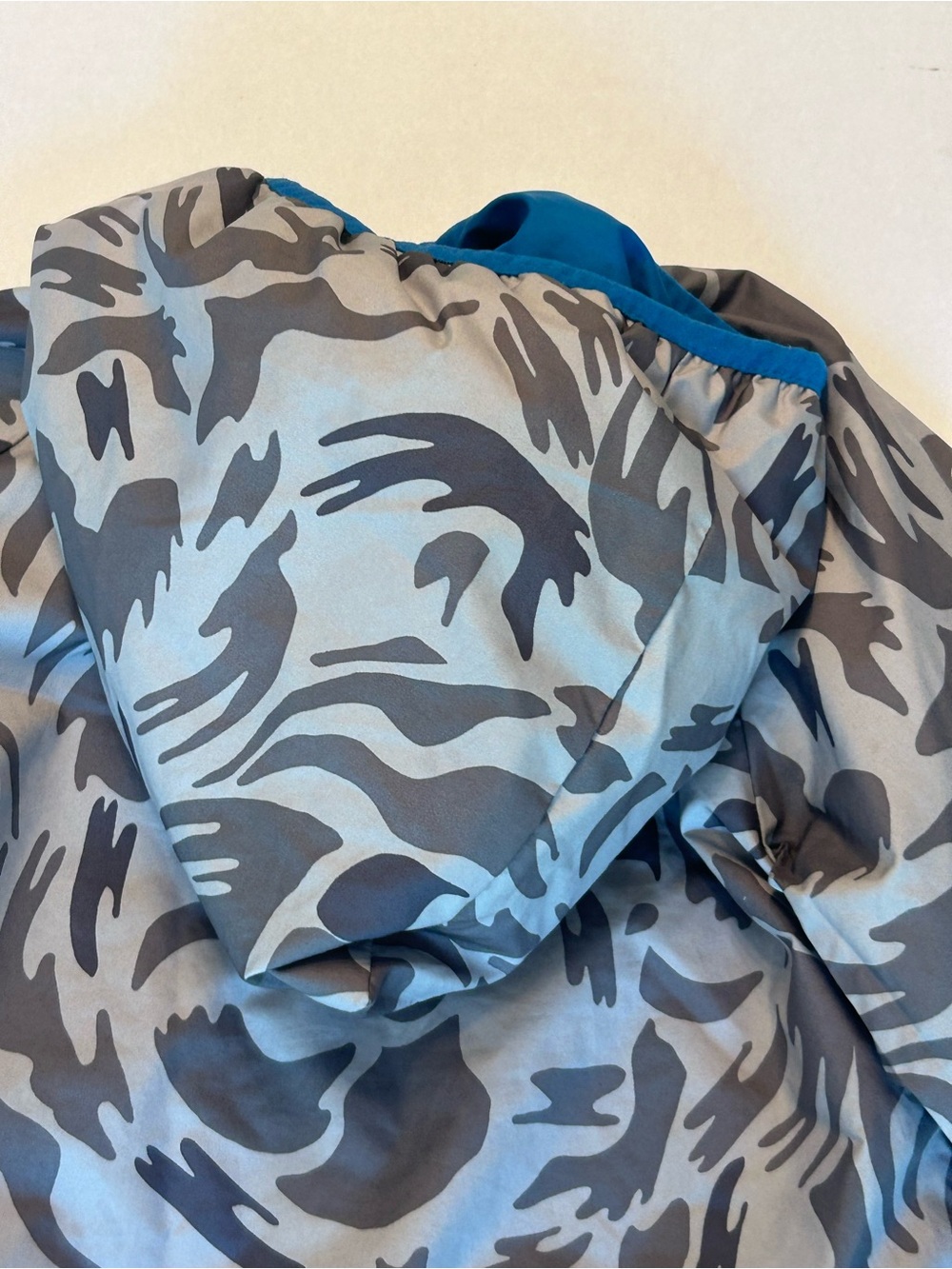 Patagonia Baby Reversible Puff-Ball Jacket Blue Gray Camoflage Boys Size 3 - Picture 6 of 12